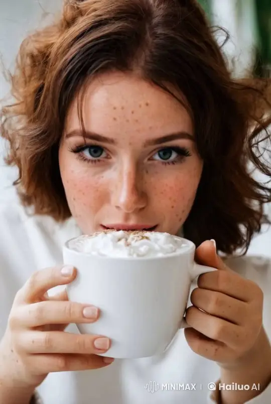 Woman Sips Coffee in Serene Live2D Animation – AI Generated Video | Hailuo AI