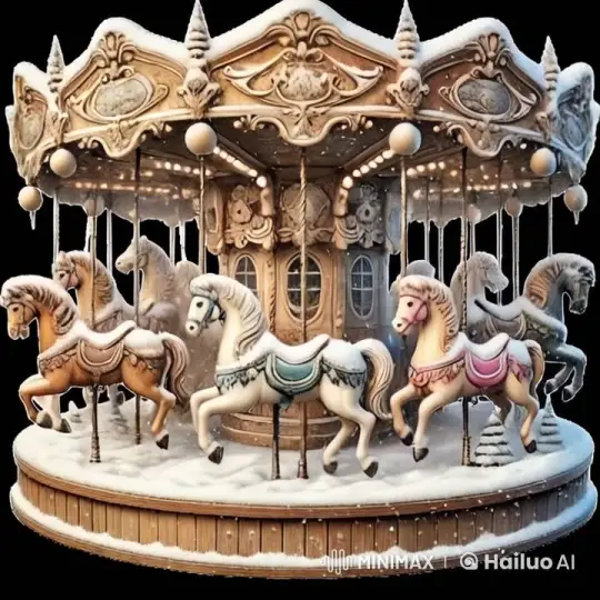 Vintage Carousel in Winter Wonderland – AI Generated Video | Hailuo AI