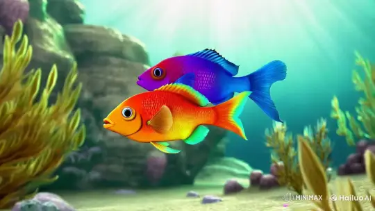 Vibrant Fish Gliding in Serene Underwater World – AI Generated Video | Hailuo AI