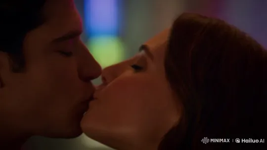 Intimate Lip Kiss in Soft-Lit Private Setting – AI Generated Video | Hailuo AI