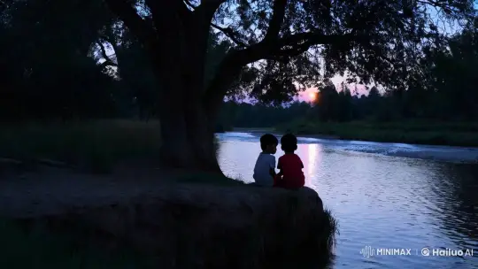 Moonlit River: Young Lovers' Serene Moment – AI Generated Video | Hailuo AI