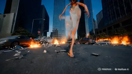 Distorted Woman in Chaos: A Surreal Cinematic Scene – AI Generated Video | Hailuo AI