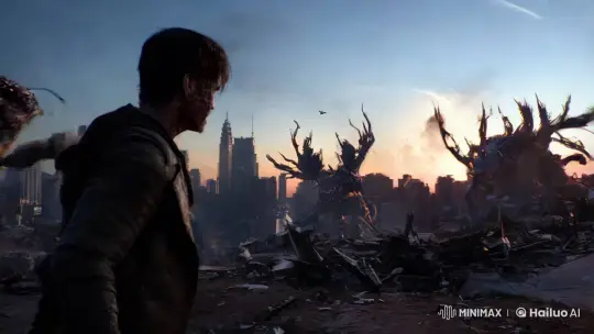 Rhys: Sole Guardian in a Ruined Cityscape – AI Generated Video | Hailuo AI