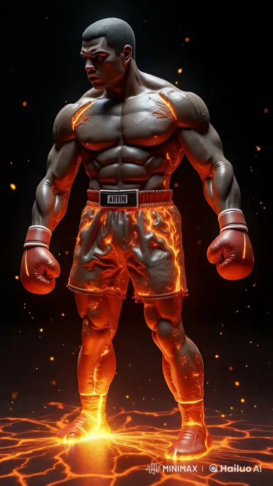 Flaming Boxer Prepares in Live2D Animation – AI Generated Video | Hailuo AI
