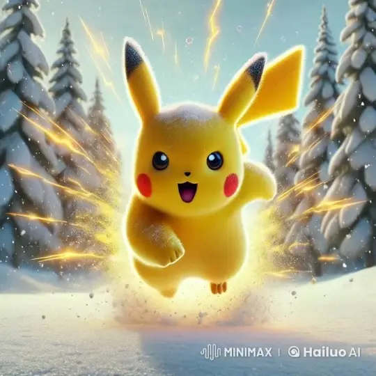 Pikachu Dash Through Snowy Forest – AI Generated Video | Hailuo AI