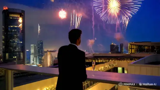 Forex Trader Reflects on City Skyline at Night – AI Generated Video | Hailuo AI