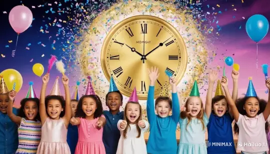 Children Celebrate with Joy at Midnight Party – AI Generated Video | Hailuo AI