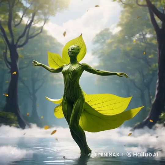 Leaf Figure Dances Gracefully in Enchanted Forest Setting – AI Generated Video | Hailuo AI