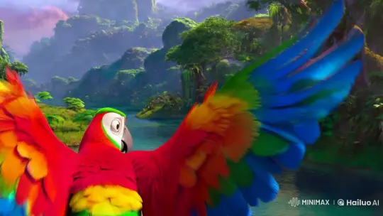 Colorful Parrot Soars Through Vibrant Jungle – AI Generated Video | Hailuo AI