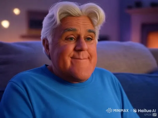 Jay Leno Enthusiastically Watches TV in Live2D Animation – AI Generated Video | Hailuo AI