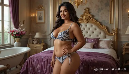Luxurious Bedroom Scene with Confident Plus-Size Model – AI Generated Video | Hailuo AI