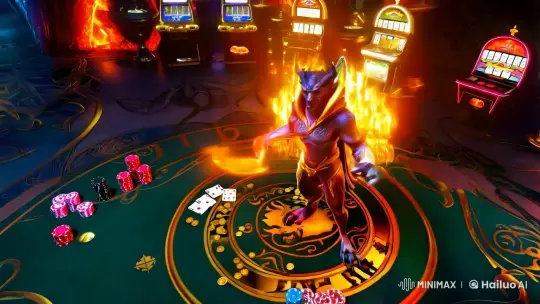 Mystical Demon Conjures Wealth in Enchanted Casino – AI Generated Video | Hailuo AI