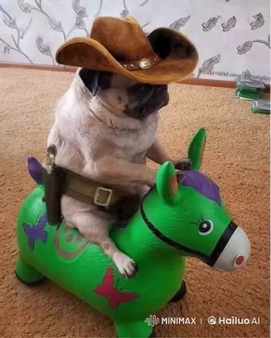 Pug Cowboy and Friends Play in Imaginary Battlefield – AI Generated Video | Hailuo AI