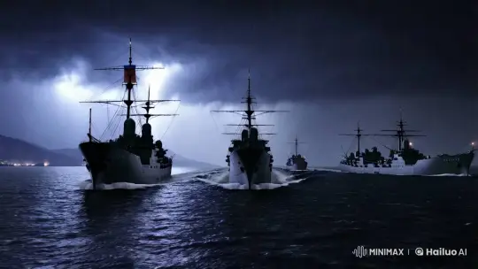 Stormy Night Tribute to 1915 Warships in Bosphorus – AI Generated Video | Hailuo AI
