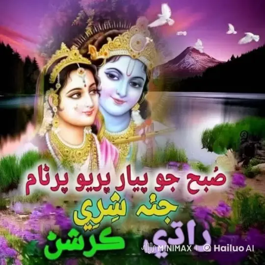 Live2D Animated Video of Radha and Krishna in Serene Nature – AI Generated Video | Hailuo AI