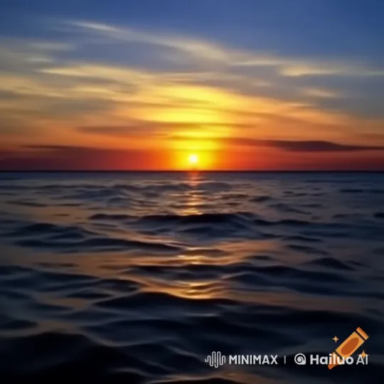 Tranquil Sunset Over Ocean with Gentle Rainfall – AI Generated Video | Hailuo AI
