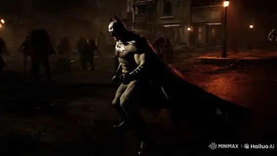 Batman Battling Zombies in a Decaying Cityscape – AI Generated Video | Hailuo AI