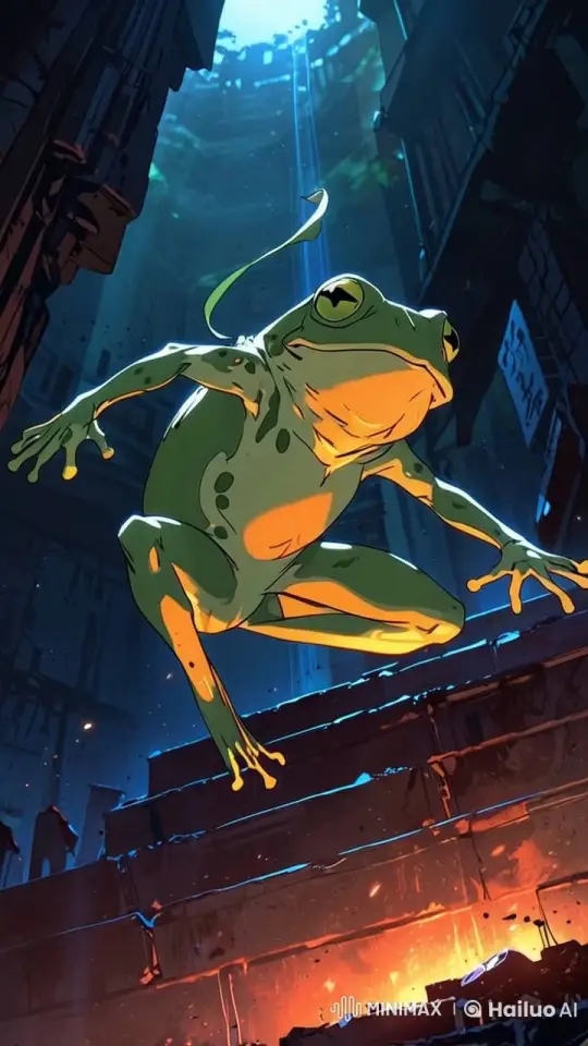 Futuristic Frog Observes Futuristic Staircase Scene – AI Generated Video | Hailuo AI
