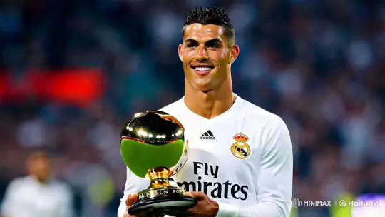 Cristiano Ronaldo Triumphantly Holds Ballon d'Or – AI Generated Video | Hailuo AI