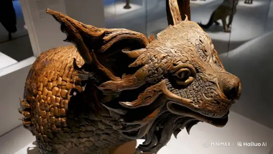 Abstract Sculpture Film Clip: Dragon-Dog Hybrid in Minimalist Gallery – AI Generated Video | Hailuo AI