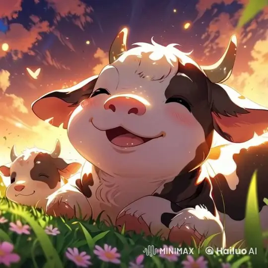 Joyful Baby Cows Enjoying a Sunny Day – AI Generated Video | Hailuo AI