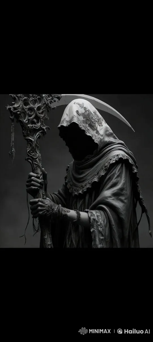 Mysterious Grim Reaper Figure Points at Camera – AI Generated Video | Hailuo AI