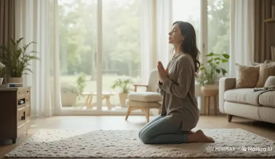 Serene Prayer in a Sunlit Living Room – AI Generated Video | Hailuo AI