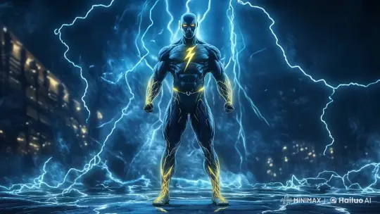 Superhero Ascends with Lightning in Live2D Animation – AI Generated Video | Hailuo AI