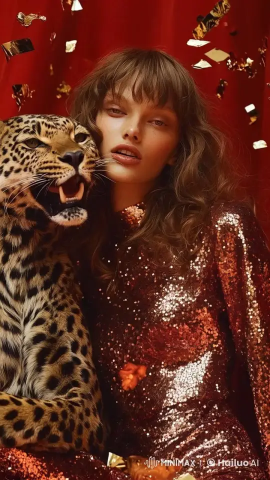 Avant-Garde Couture Film: Model and Leopard Evoke Surrealism – AI Generated Video | Hailuo AI