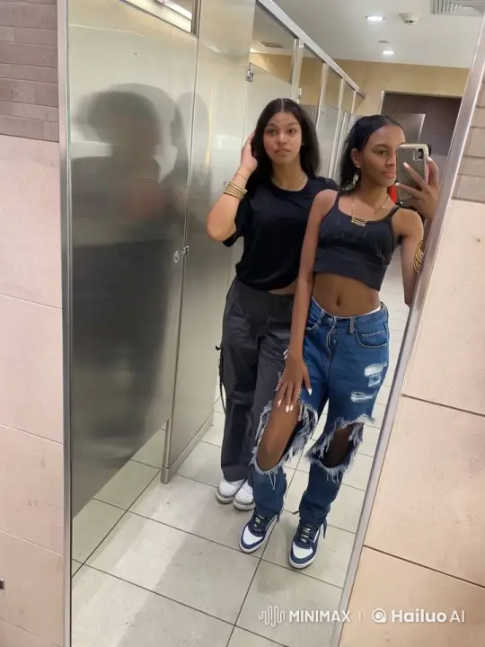 Friends Taking a Selfie in a Restroom – AI Generated Video | Hailuo AI