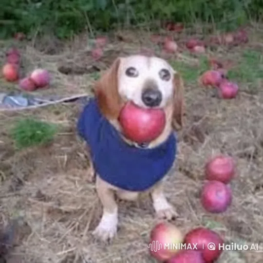Dog and Frog Scuffle in Apple Orchard – AI Generated Video | Hailuo AI