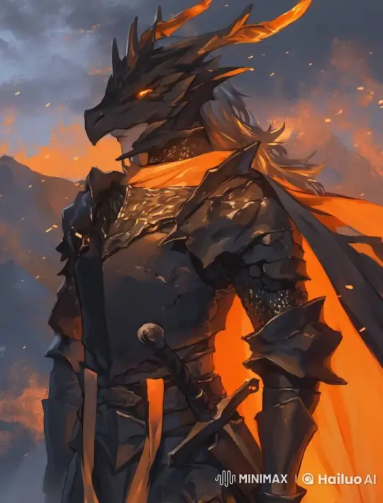 Dragon Knight Stands Heroic Against Mountainous Dusk Sky – AI Generated Video | Hailuo AI