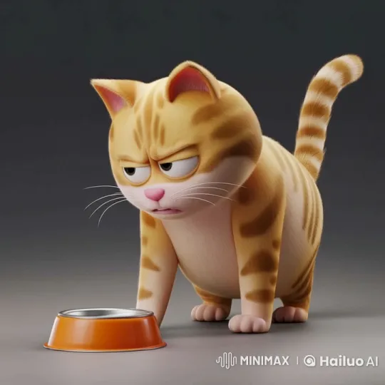 Grumpy Cat Frustrated by Empty Bowl in Live2D Animation – AI Generated Video | Hailuo AI