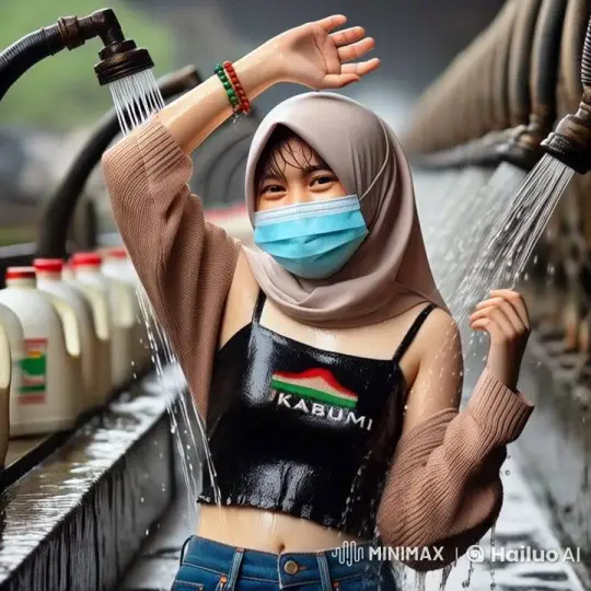 Girl in Hijab Under Running Water in Live2D Animation – AI Generated Video | Hailuo AI