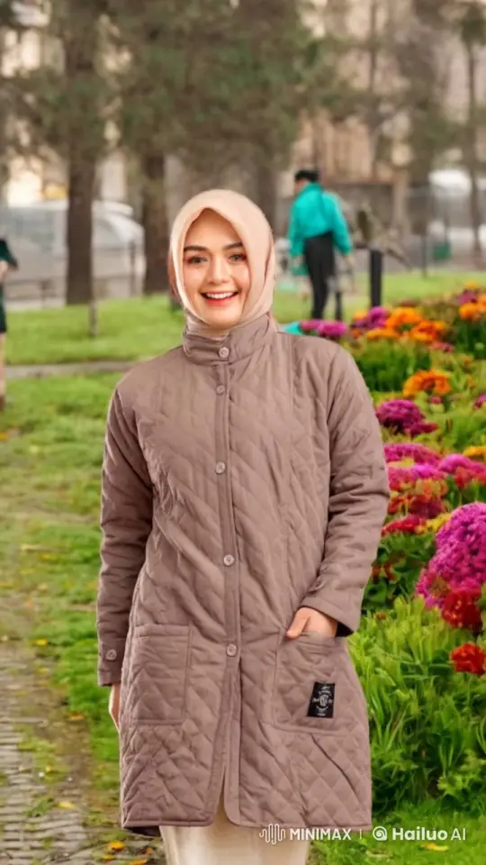 Woman in Headscarf Walks Through Blurry Park – AI Generated Video | Hailuo AI