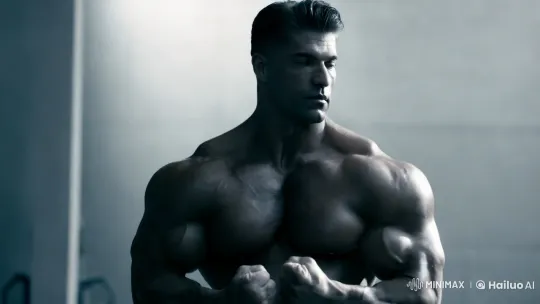Bodybuilder Showcases Physique in Aesthetic Scene – AI Generated Video | Hailuo AI