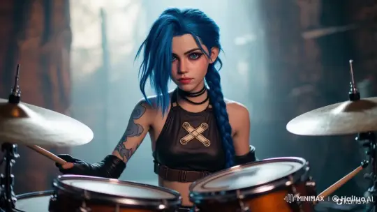 Blue-haired Drummer in Live2D Animation – AI Generated Video | Hailuo AI