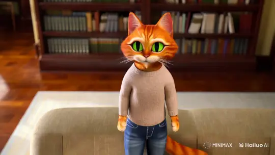 Anthropomorphic Cat in Casual Sweater on Cozy Couch – AI Generated Video | Hailuo AI