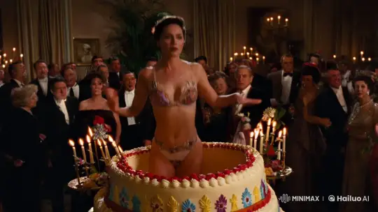 Woman Emerges from Cake in Lavish Birthday Scene – AI Generated Video | Hailuo AI