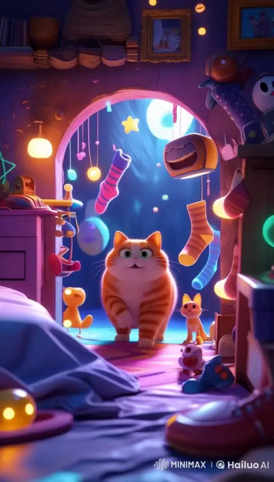 Charming Cat Explores Whimsical Room in Live2D Animation – AI Generated Video | Hailuo AI