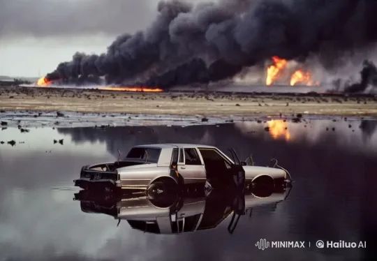 Desert Oil Spill: A Grim, Surreal Scene – AI Generated Video | Hailuo AI