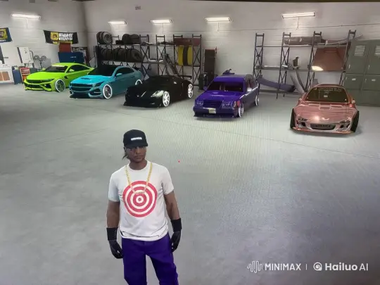 High-End Cars and Stylish Individual in Well-Lit Garage – AI Generated Video | Hailuo AI