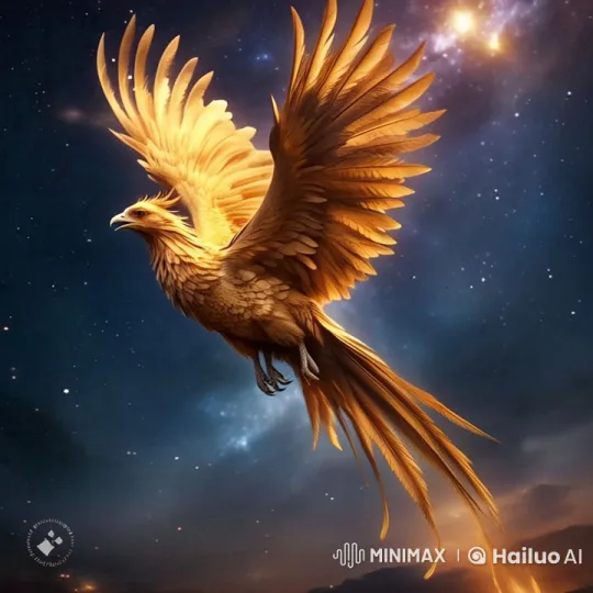 Golden Phoenix Glides Through Starlit Sky – AI Generated Video | Hailuo AI