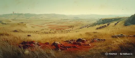 Expansive Battlefield in Live2D with Scattered Soldiers – AI Generated Video | Hailuo AI