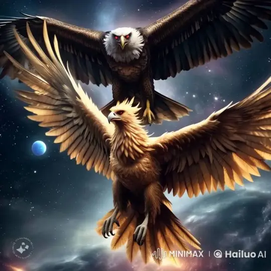 Eagles Soar Through Cosmic Sky in Live2D Animation – AI Generated Video | Hailuo AI