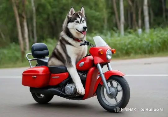 Husky Enjoying High-Speed Motorcycle Ride – AI Generated Video | Hailuo AI
