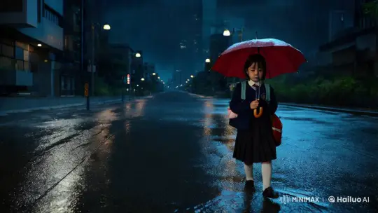 Eerie Japanese Horror Scene: Schoolgirl's Encounter in Rain – AI Generated Video | Hailuo AI