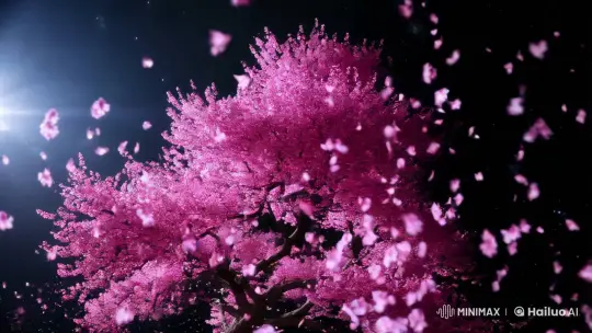 Cosmic Cherry Blossom Tree in Space Scene – AI Generated Video | Hailuo AI