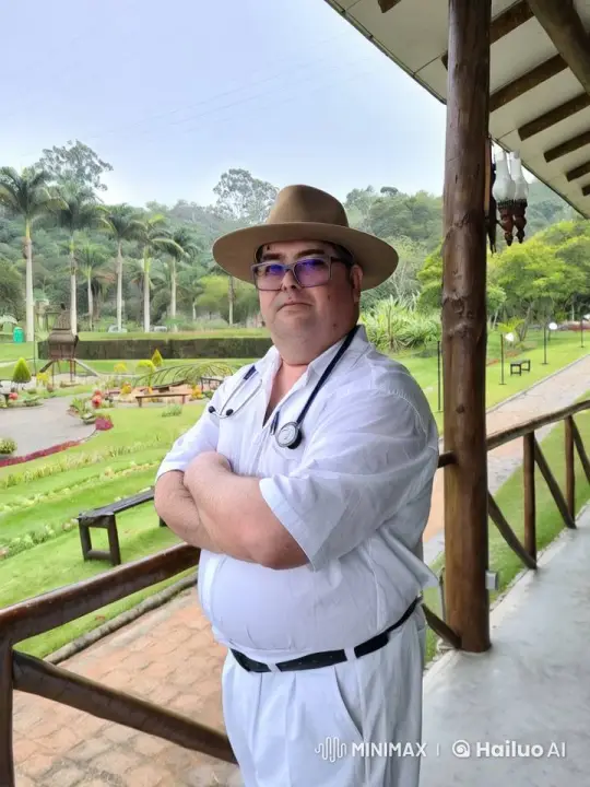 Rustic Building with Man on Porch Amidst Serene Garden – AI Generated Video | Hailuo AI