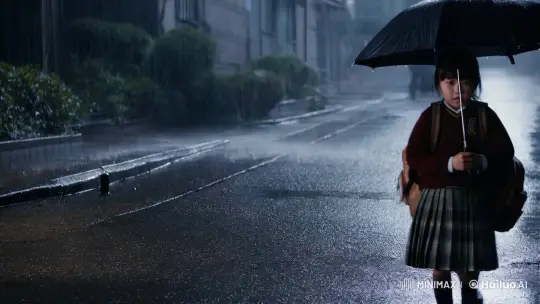 Young Girl Haunted by Mysterious Figure in Rainy Streets – AI Generated Video | Hailuo AI
